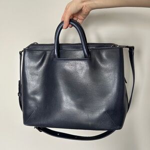 Matt & Nat Navy Blue Vegan Leather Tote Bag Crossbody Strap Minimalist Handbag